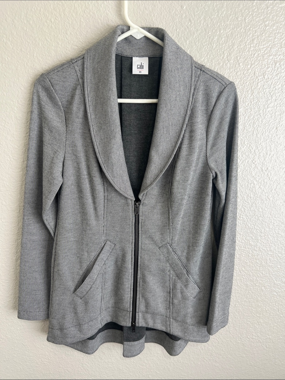 CAbi Heather Gray Zip Shawl Collar Jacket XS